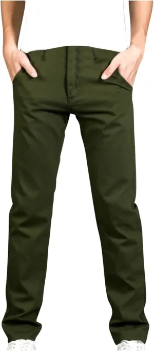Cotton Men's Slim Fit Chino Pants Stretch Elastic Waist Casual Lightweight Daily Office Work Pockets