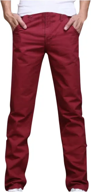 Cotton Men's Slim Fit Chino Pants Stretch Elastic Waist Casual Lightweight Daily Office Work Pockets