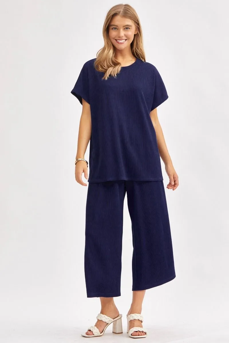 Curvy Navy Palm Beach Pant Set