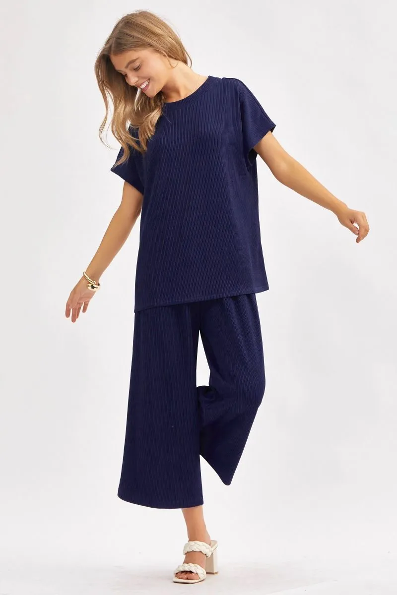 Curvy Navy Palm Beach Pant Set