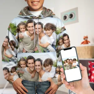 Custom Photo Splicing Hoodie  for 5~15Y Youth Personalized Hooded Pullover Loose Hoodie