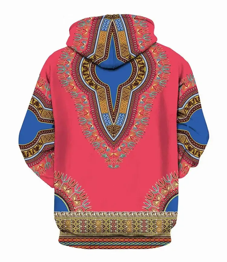 Dashiki Print Hoodie Pullover Men Casual 3D Hoodies Sweatshirts