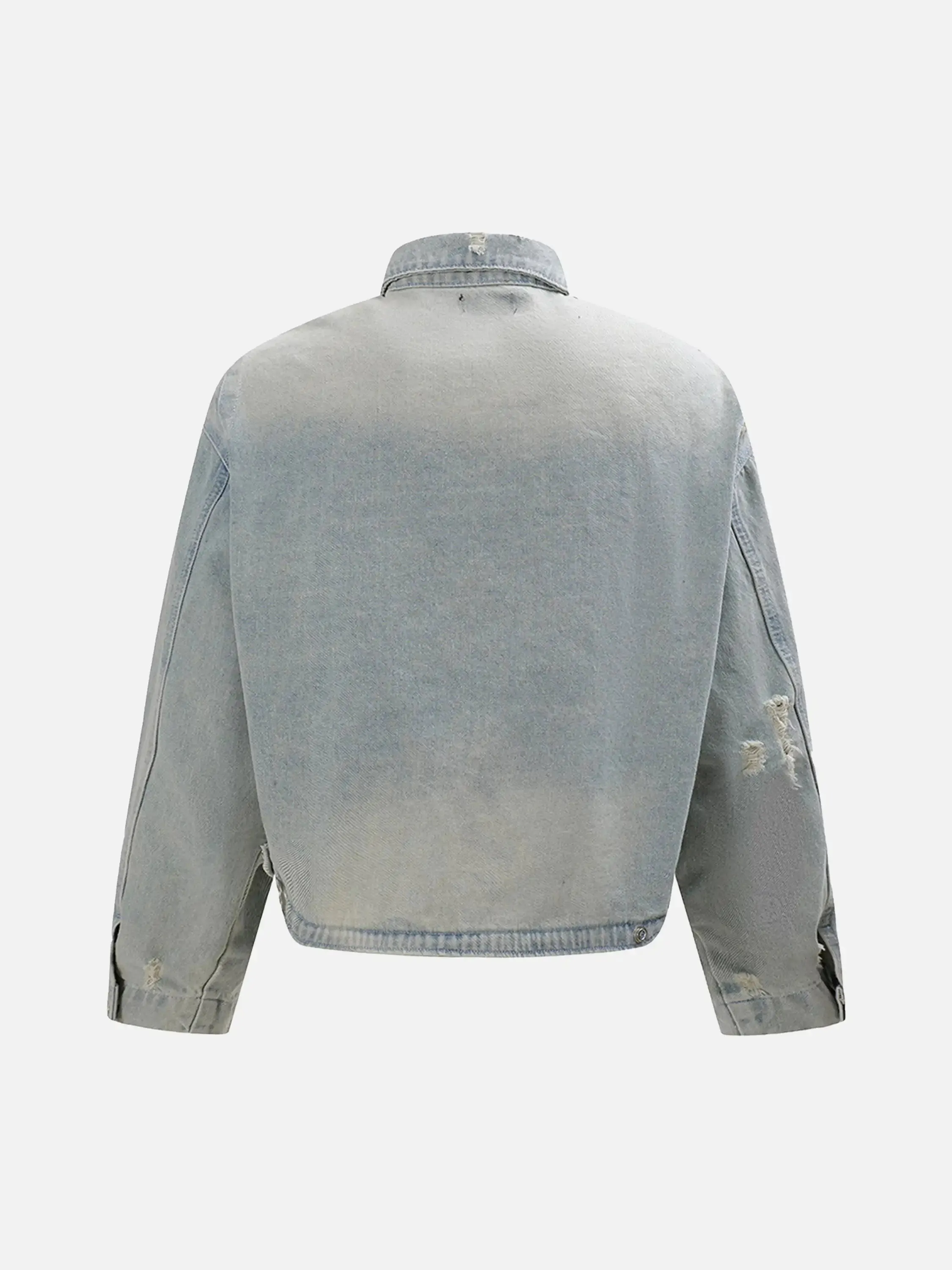 Distressed Frayed Lapel Denim Jacket