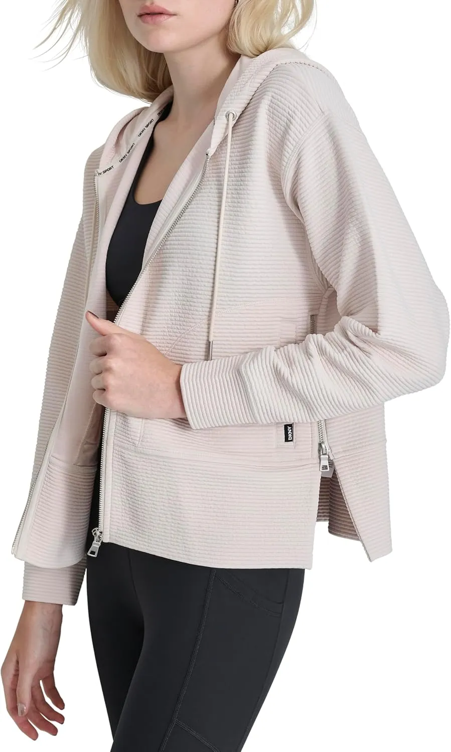 DKNY womens Full Zip Tech Hoodie Jacket