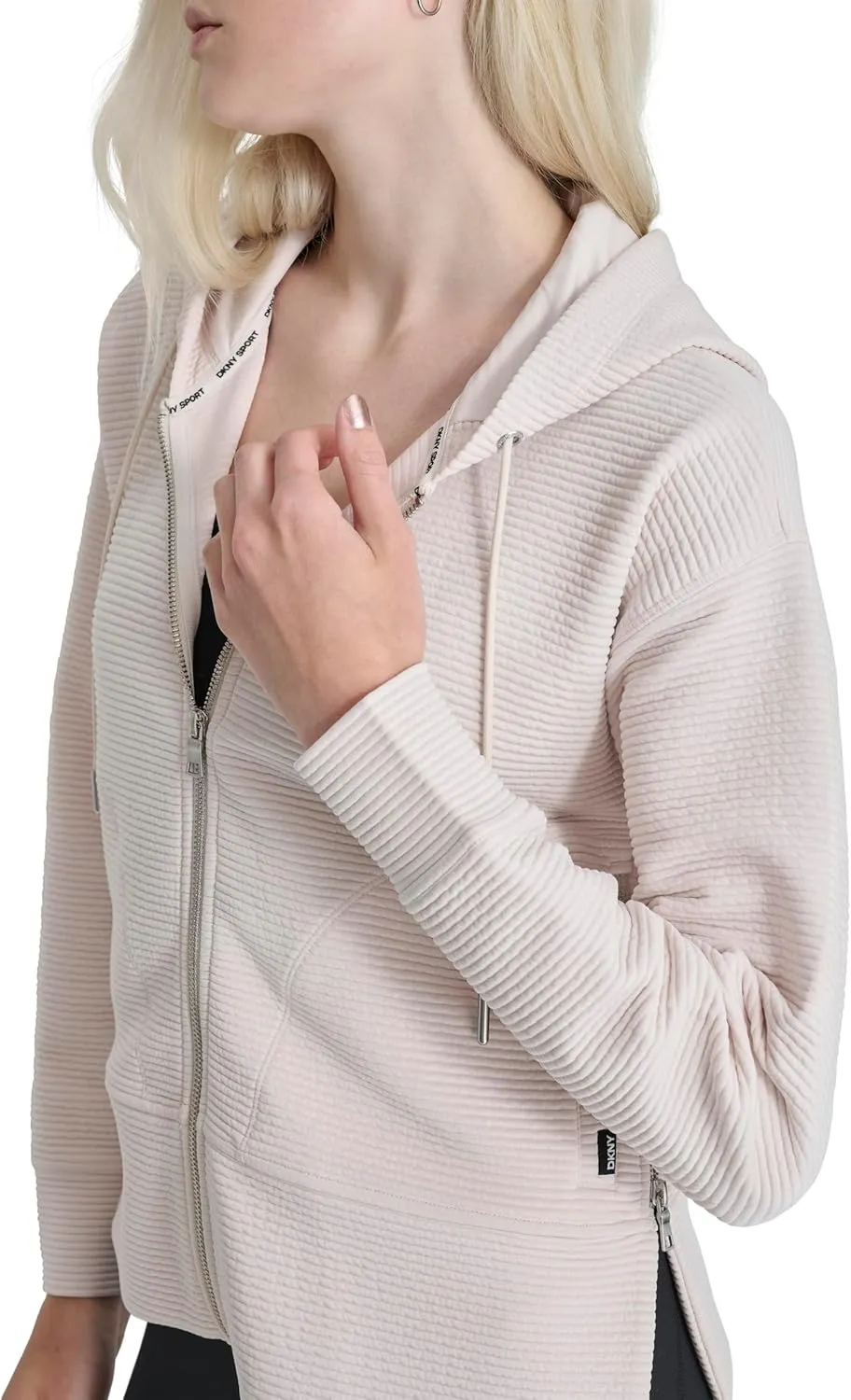 DKNY womens Full Zip Tech Hoodie Jacket