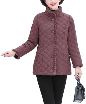 Down cotton Padded Coat lapel Quilted Jacket Women's Coats Winter Plus Velvet Thick Warm Outwear Mother dress