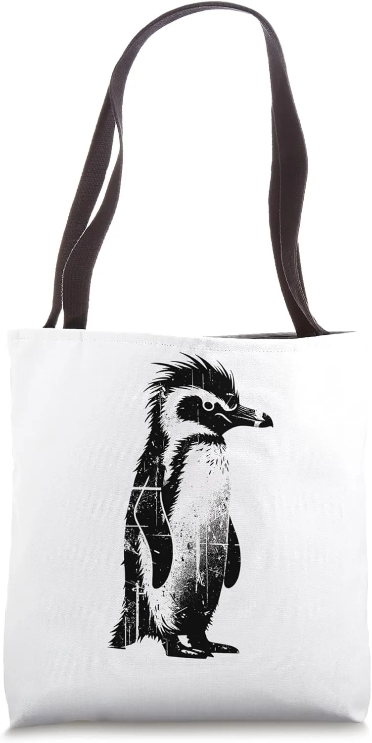 Edgy Grunge Aesthetic Penguin Lover Edgy Penguin Tote Bag