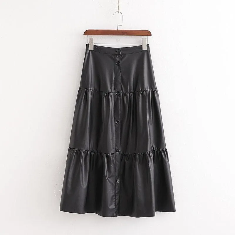 ELEGANT LOOSE LEATHER SKIRT