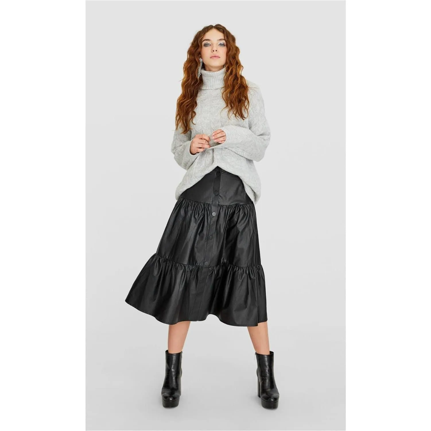 ELEGANT LOOSE LEATHER SKIRT