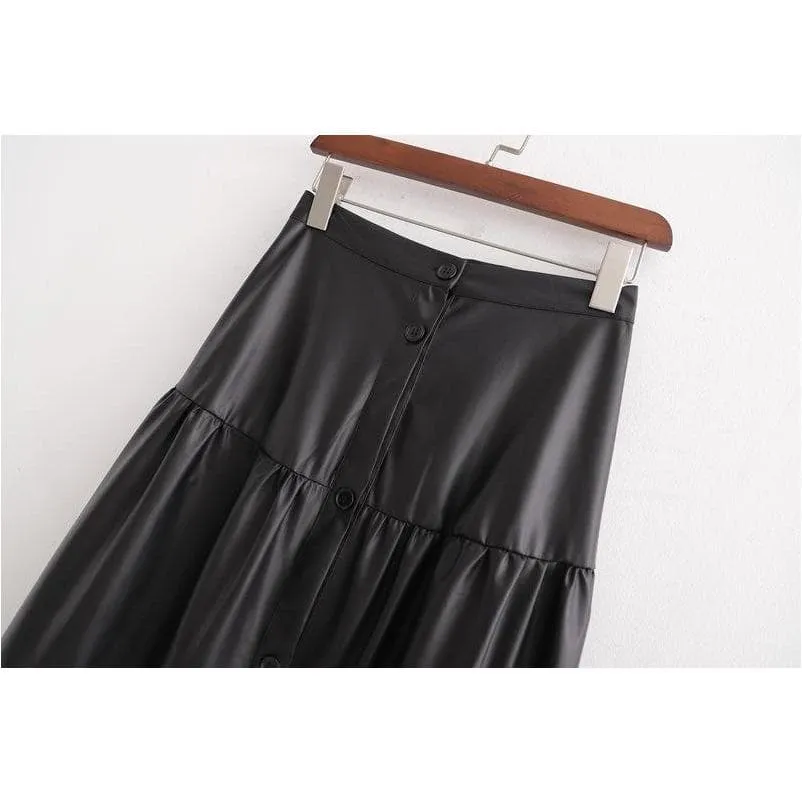 ELEGANT LOOSE LEATHER SKIRT