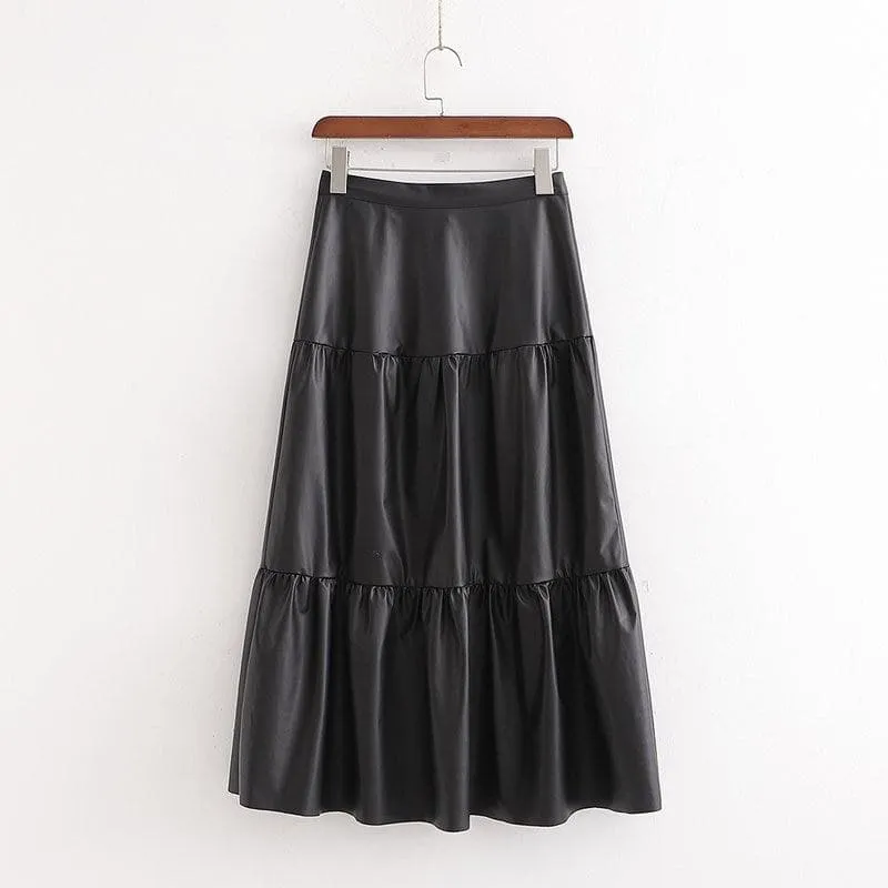 ELEGANT LOOSE LEATHER SKIRT
