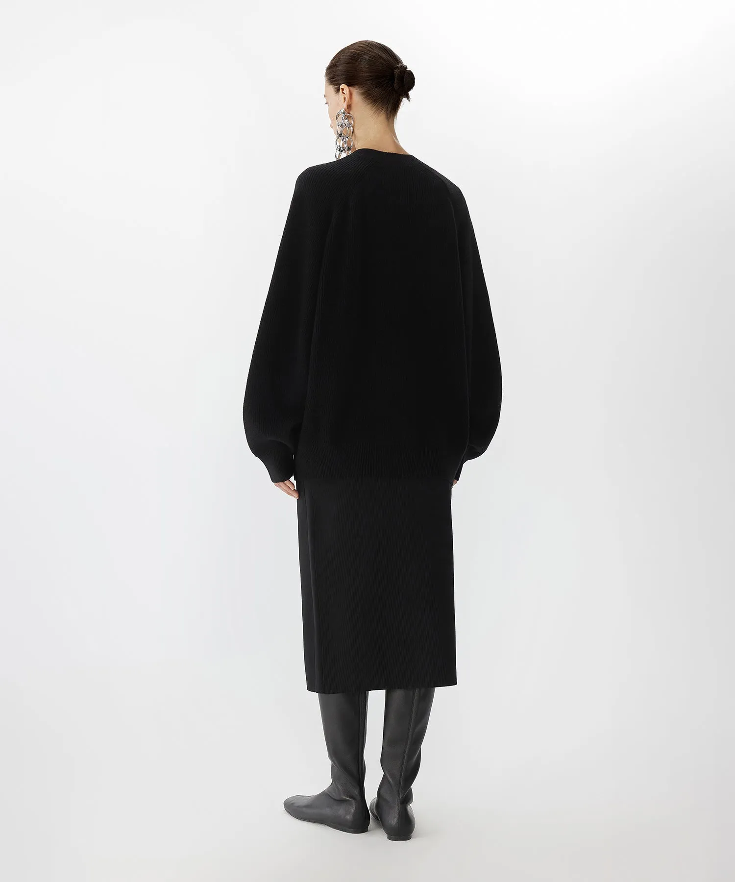 Elegant Ribbed Knit Pencil Skirt