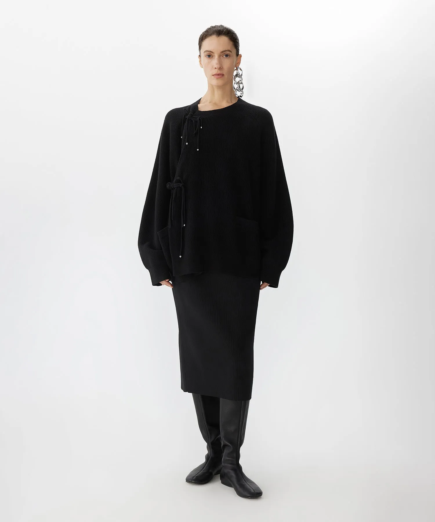 Elegant Ribbed Knit Pencil Skirt