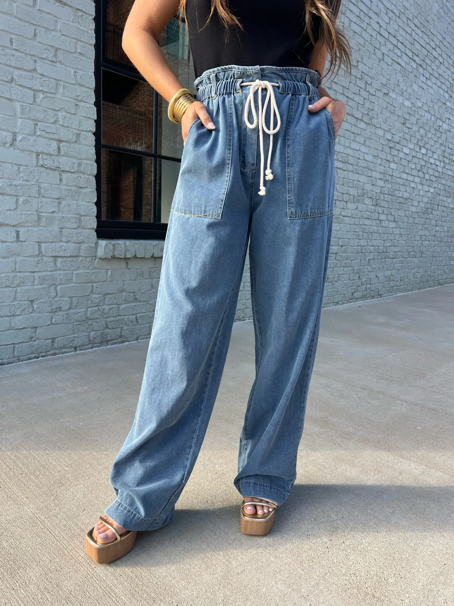 Entro | Gia Denim High Waisted Pants Lt Blue