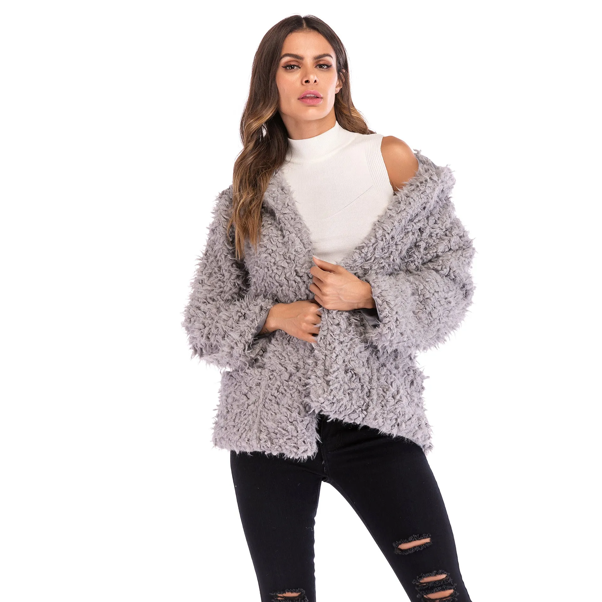 Europe Hooded Women Trendy Long Sleeved Loose Thick Warm Coat Outerwear