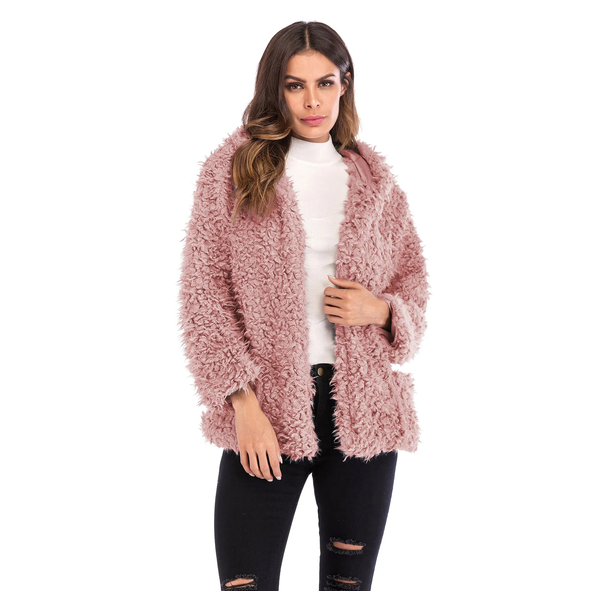 Europe Hooded Women Trendy Long Sleeved Loose Thick Warm Coat Outerwear