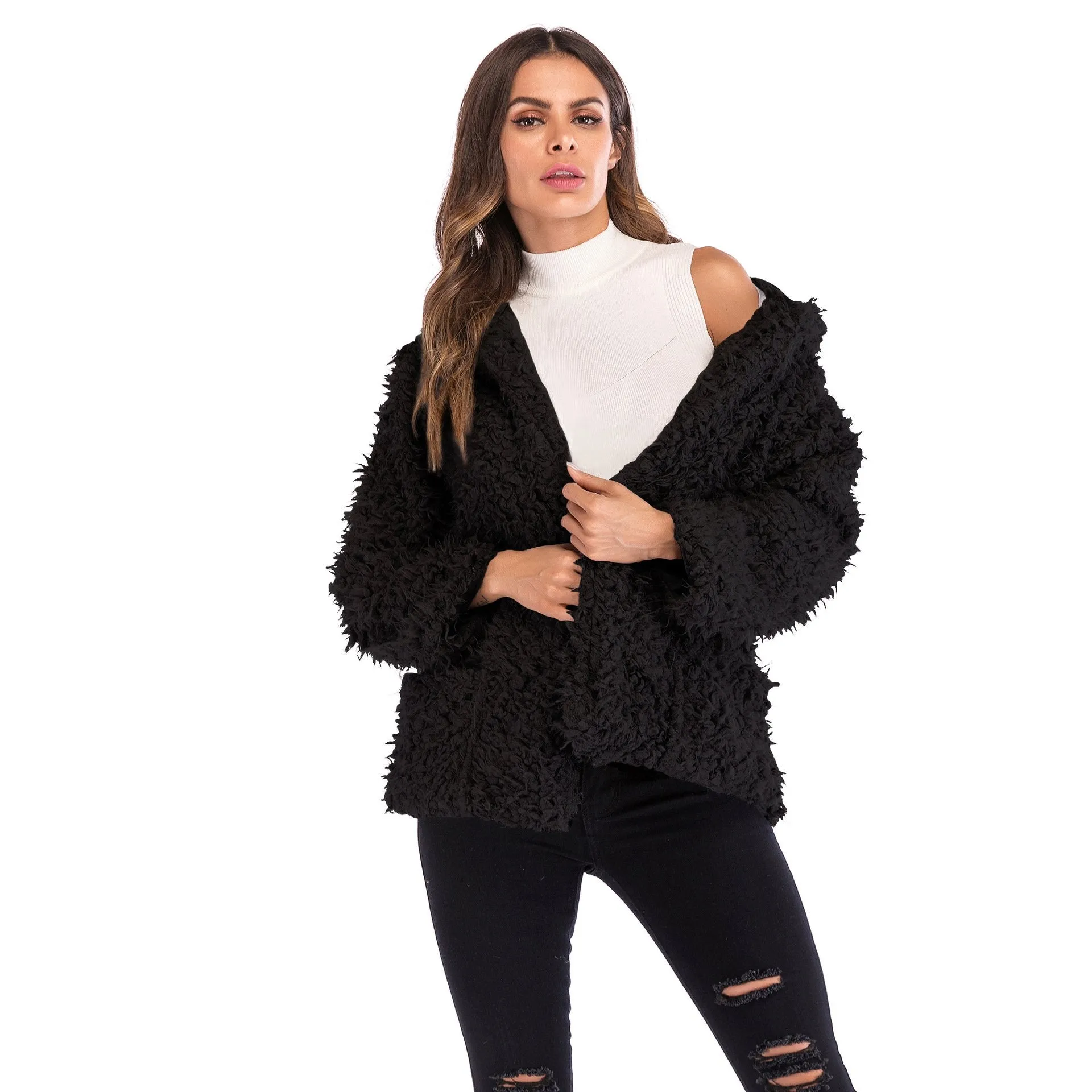 Europe Hooded Women Trendy Long Sleeved Loose Thick Warm Coat Outerwear