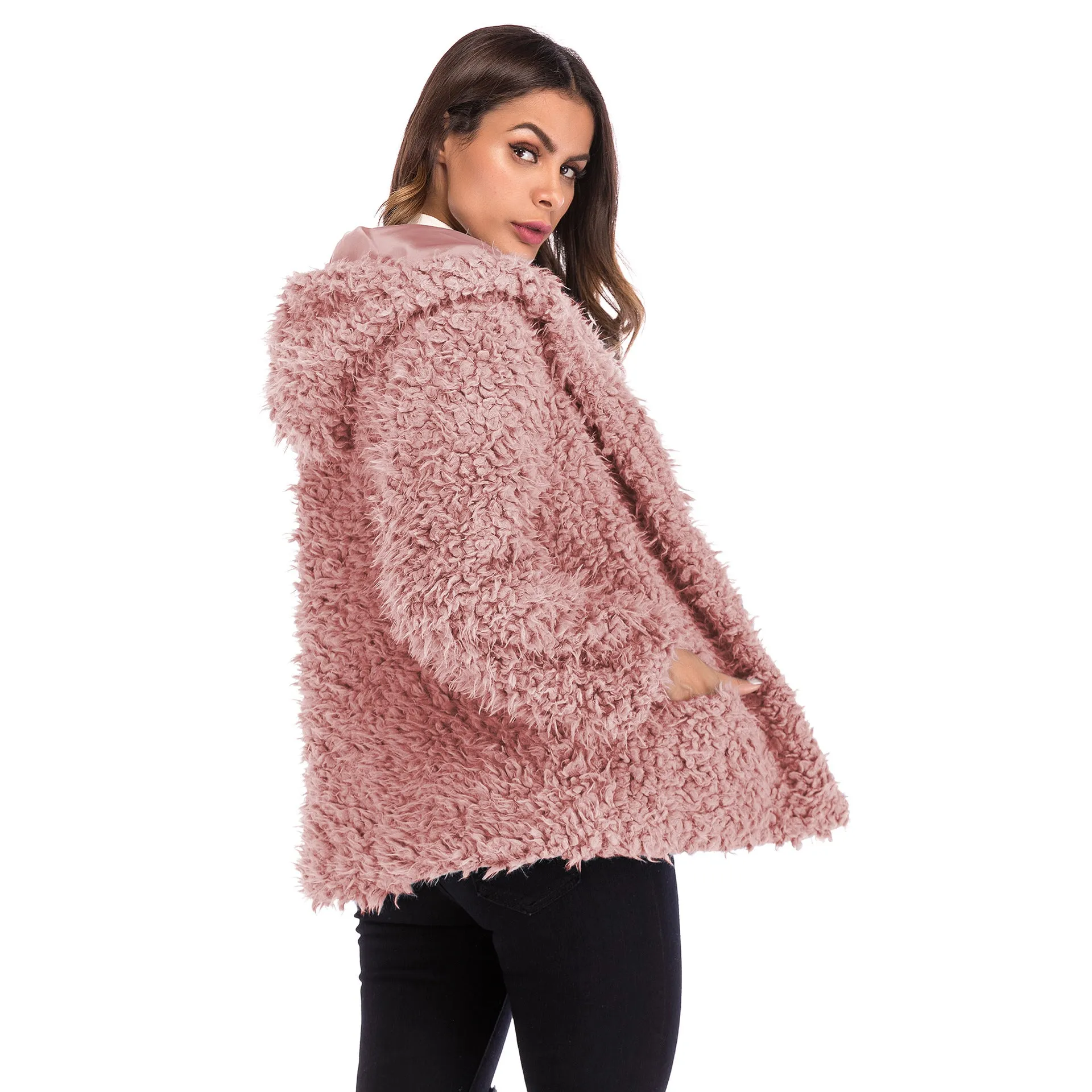 Europe Hooded Women Trendy Long Sleeved Loose Thick Warm Coat Outerwear