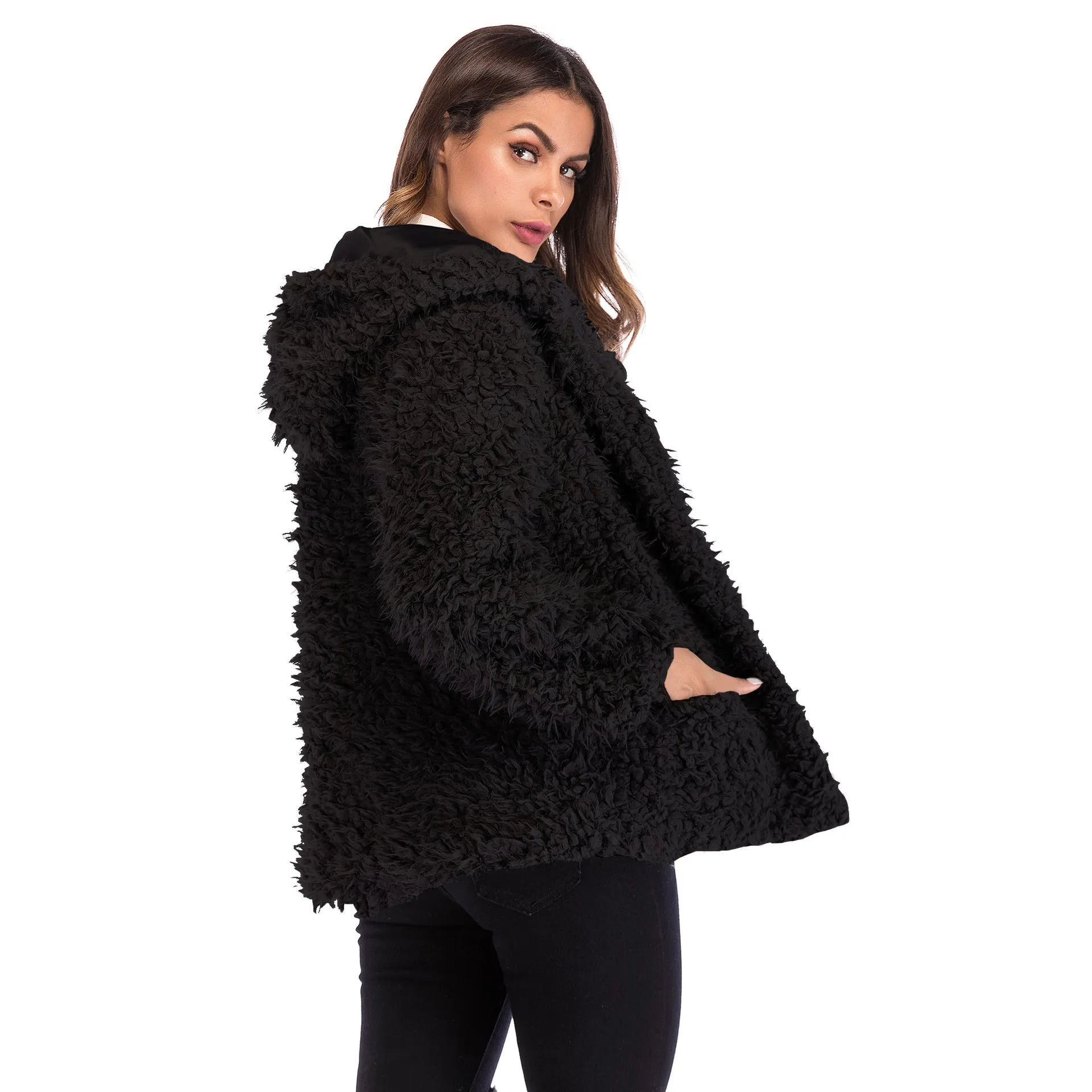 Europe Hooded Women Trendy Long Sleeved Loose Thick Warm Coat Outerwear