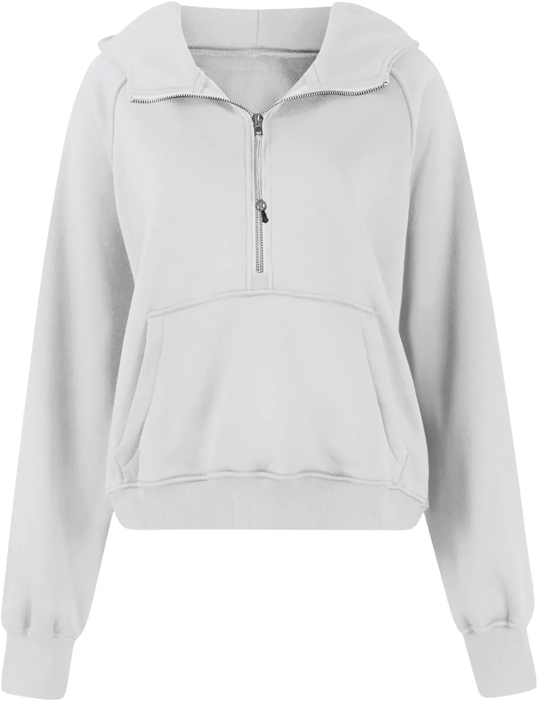 fanmpghleoo Oversized Hoodies for Women Half Zip Mock Neck Fleece Hooded Sweatshirt Loose Fit Thumb Hole Pullover Hoodie