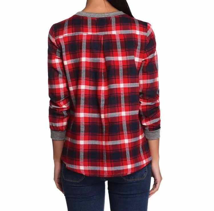 Fashionable Female Plaid Casual Sweatshirt