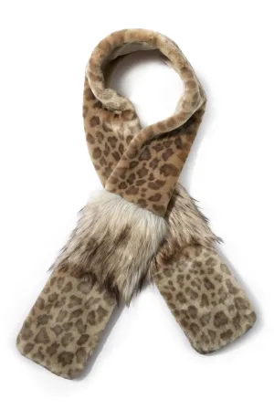 Faux Fur Scarf With Hand Warmers Vintage Leopard