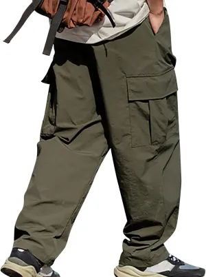 FZVYD 2023 Mens Wild Cargo Pants Mens Joggers Cargo Pants Fashion Casual Sweatpants Work Pants Drawstring Loose Trousers