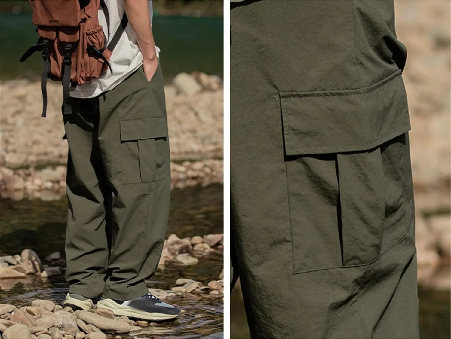 FZVYD 2023 Mens Wild Cargo Pants Mens Joggers Cargo Pants Fashion Casual Sweatpants Work Pants Drawstring Loose Trousers
