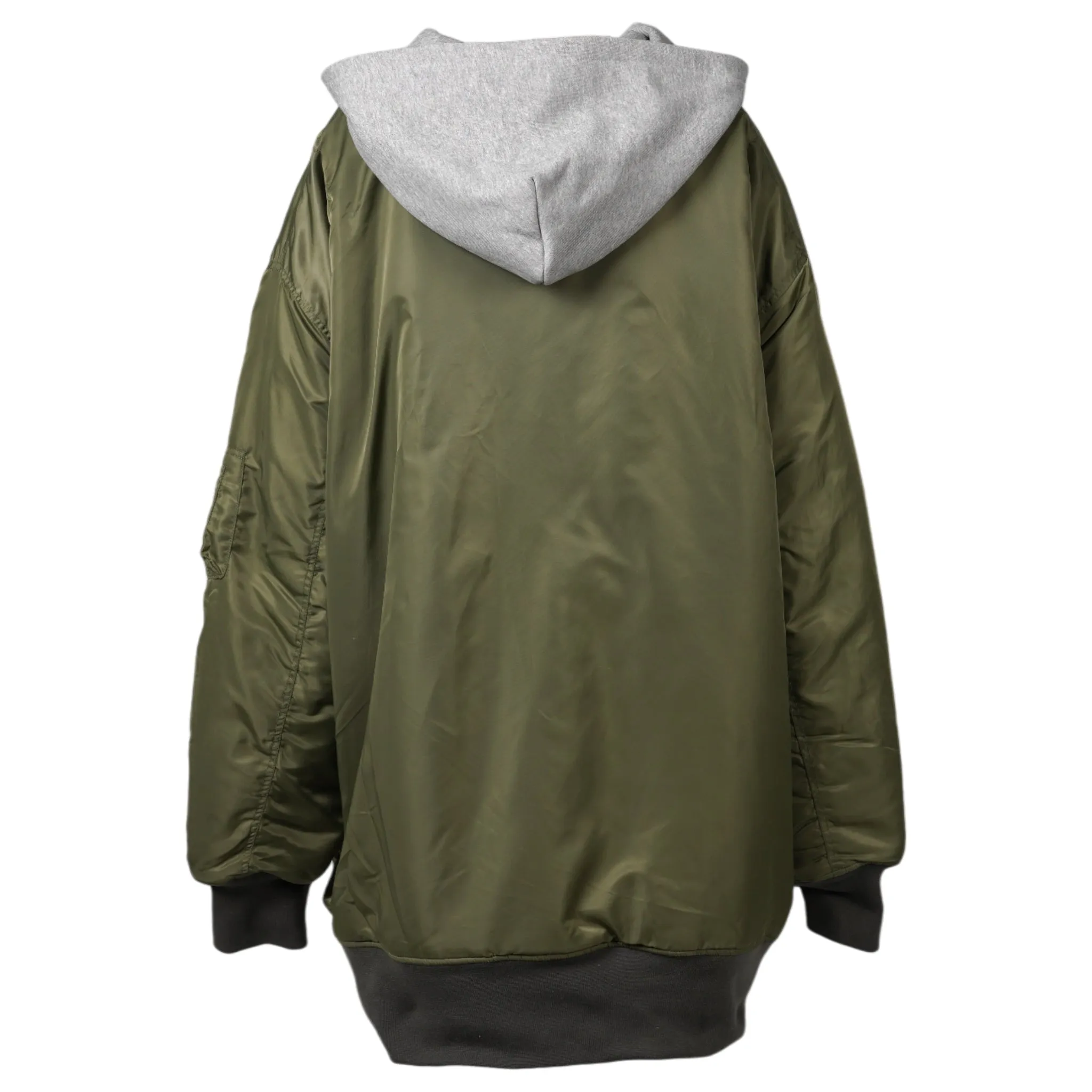 GIANT DETACHABLE HOODED NYLON PADDE BOMBER JACKET / OLIVE DRAD