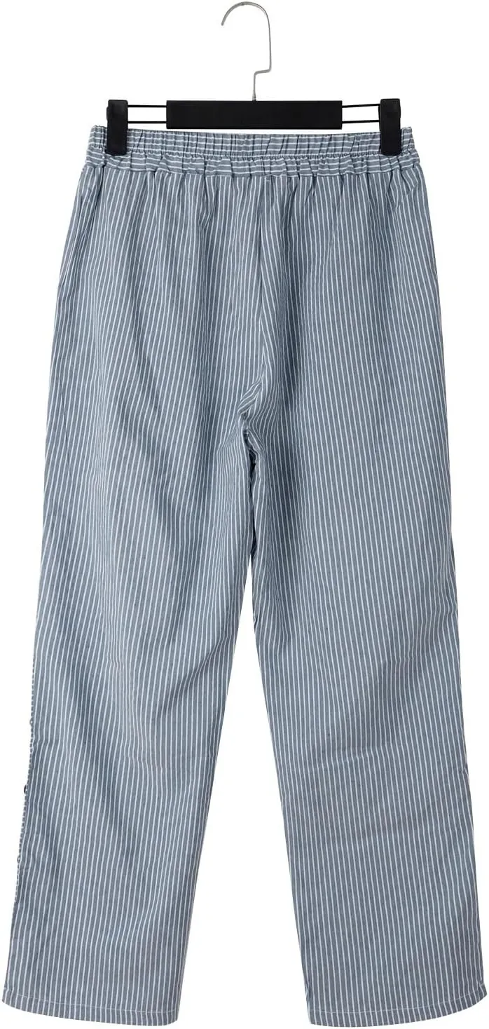 GIERIDUC Linen Pants for Women 2025 Plus Size Trendy Side Button Summer Gauze Pants Casual Elastic Waist Comfy Trousers