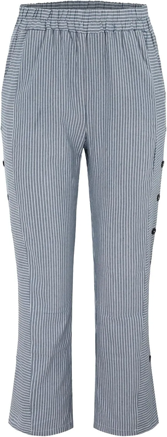 GIERIDUC Linen Pants for Women 2025 Plus Size Trendy Side Button Summer Gauze Pants Casual Elastic Waist Comfy Trousers