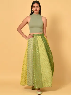 Green multi confetti panelled skirt