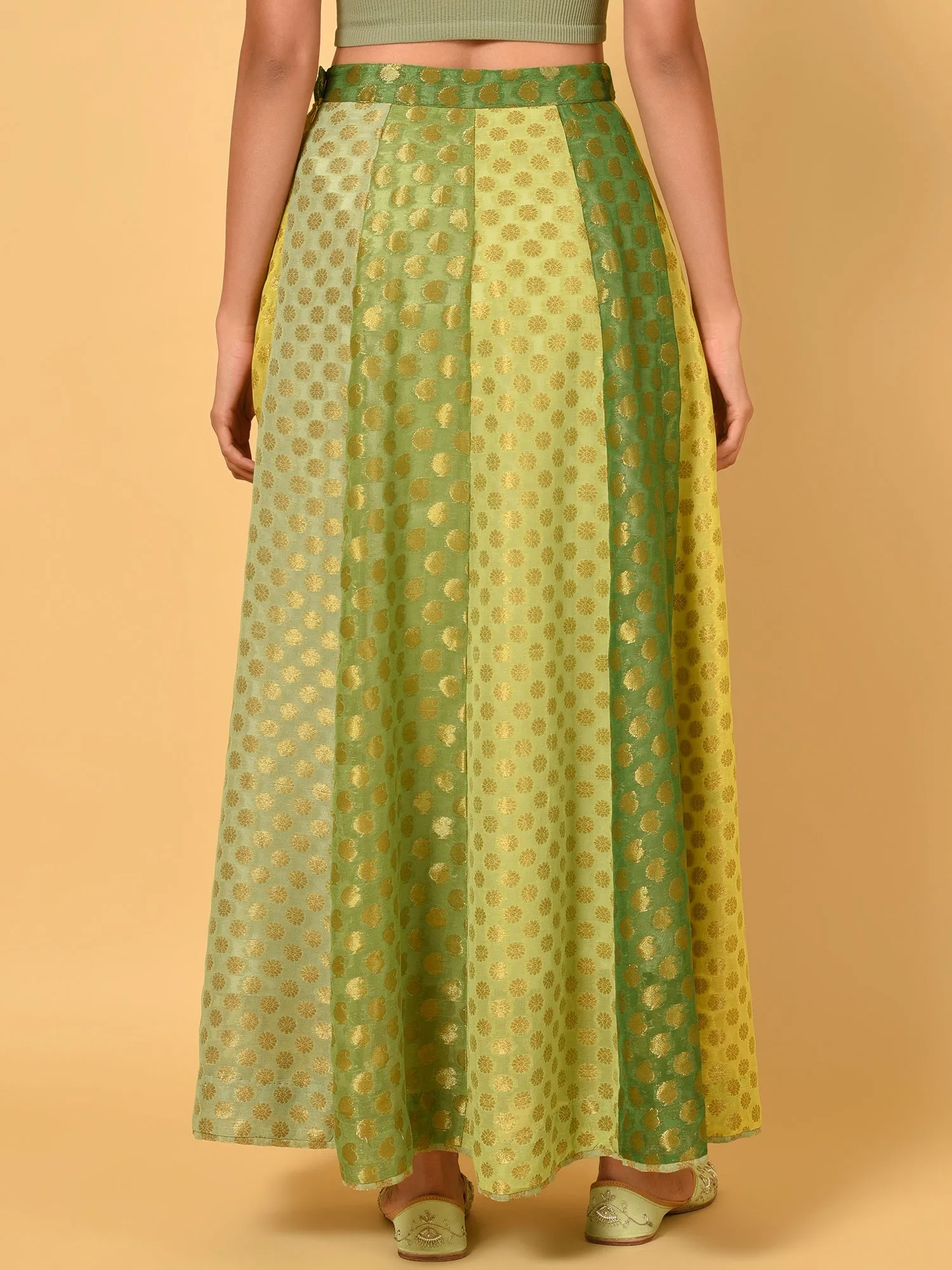 Green multi confetti panelled skirt