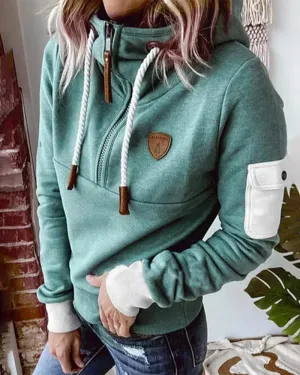Half zip casual hoodie