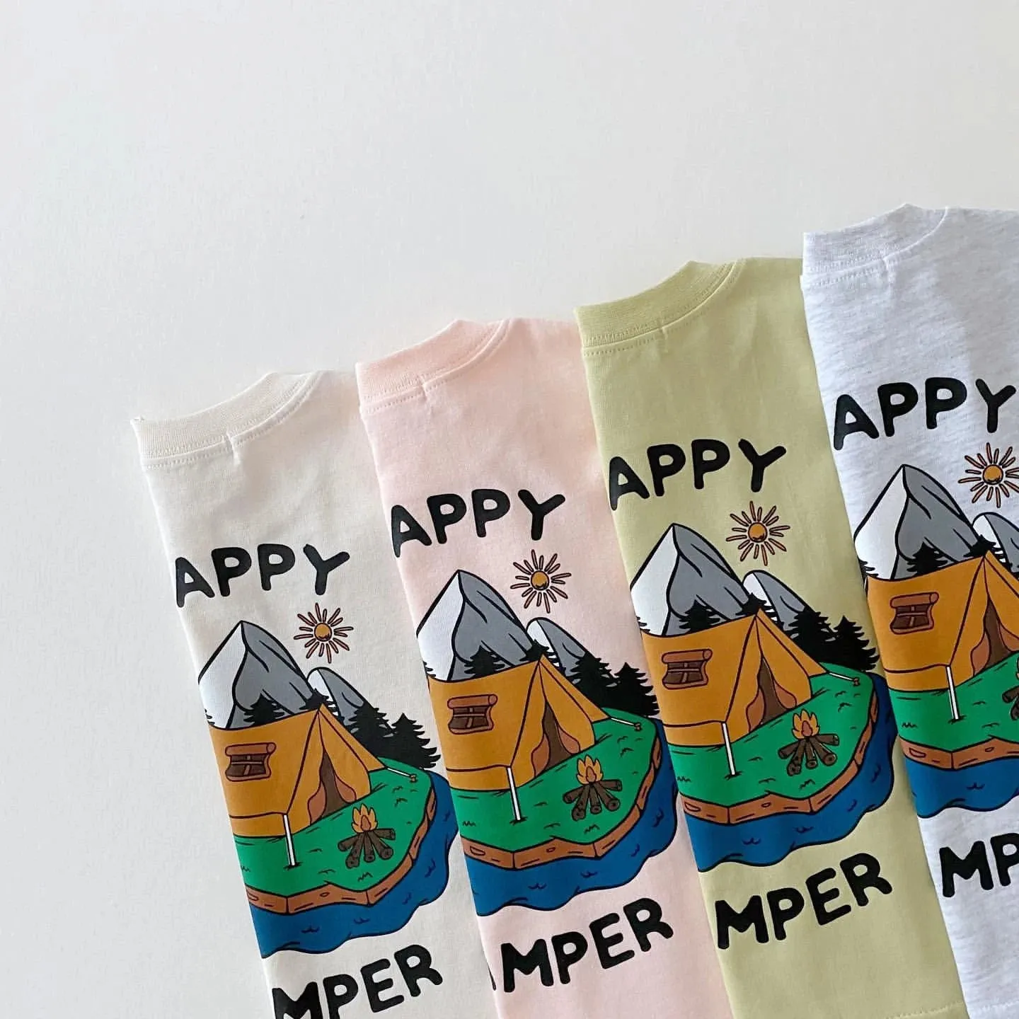HAPPY CAMPER Tees & Shorts Set