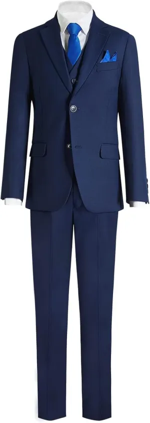 Happy Dolphin Boys Suit Set Modern Fit Kids Suits Adjustable Waist Boys Wedding Outfit for Boy Communion Suits for Boys