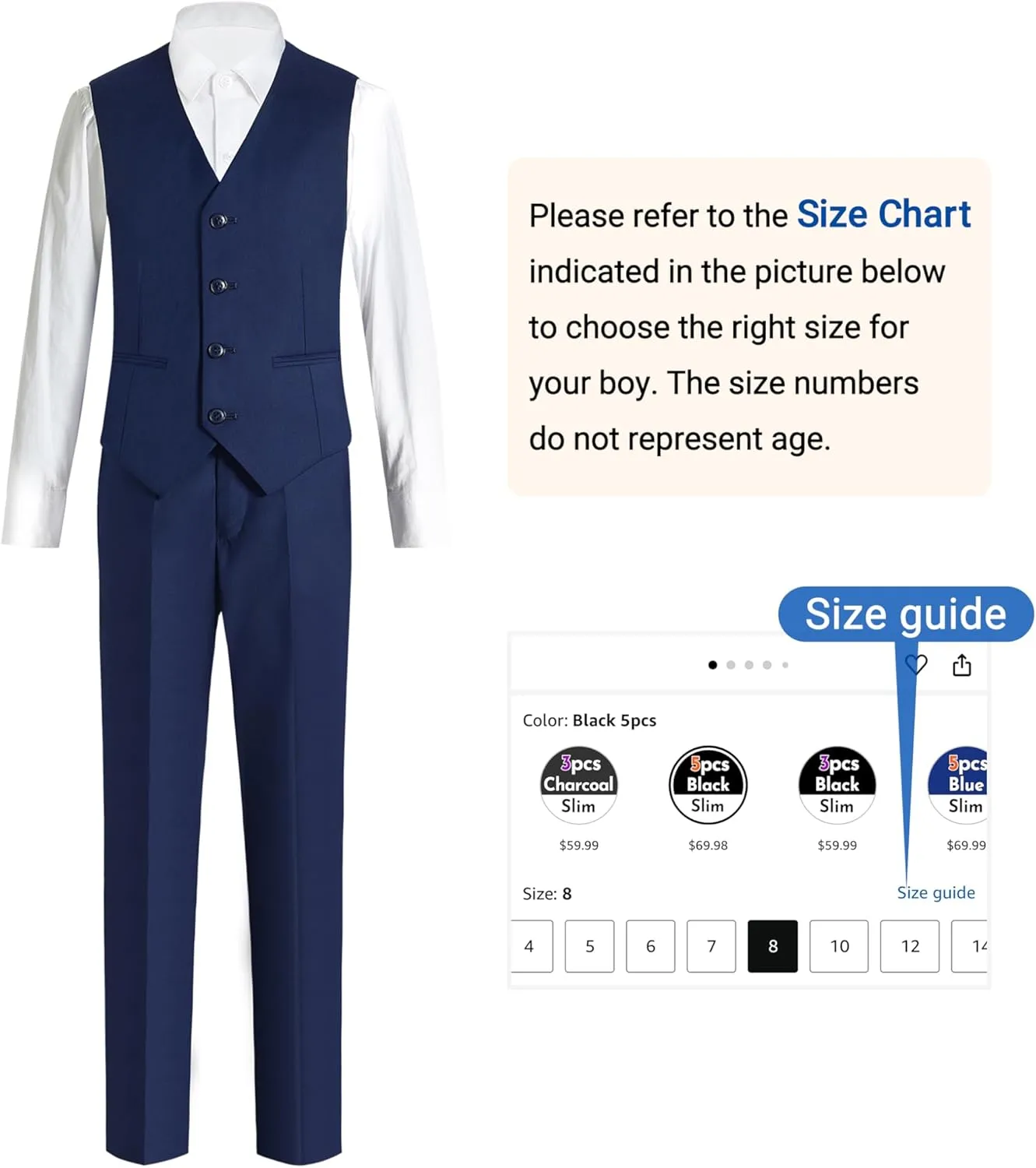 Happy Dolphin Boys Suit Set Modern Fit Kids Suits Adjustable Waist Boys Wedding Outfit for Boy Communion Suits for Boys
