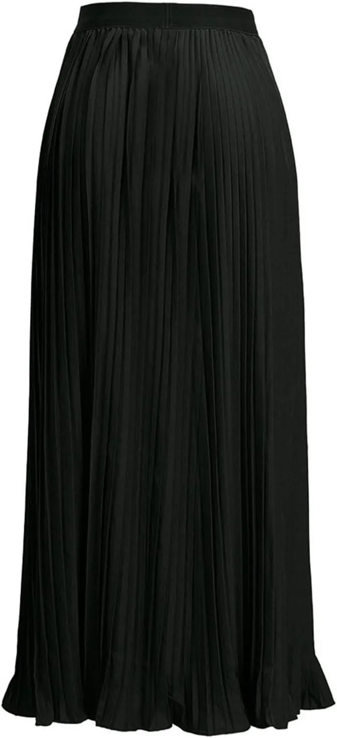 HGps8w Women's Flowy Pleated Maxi Skirt 2025 Summer Vintage Elegant High Waisted Plain Long Skirts