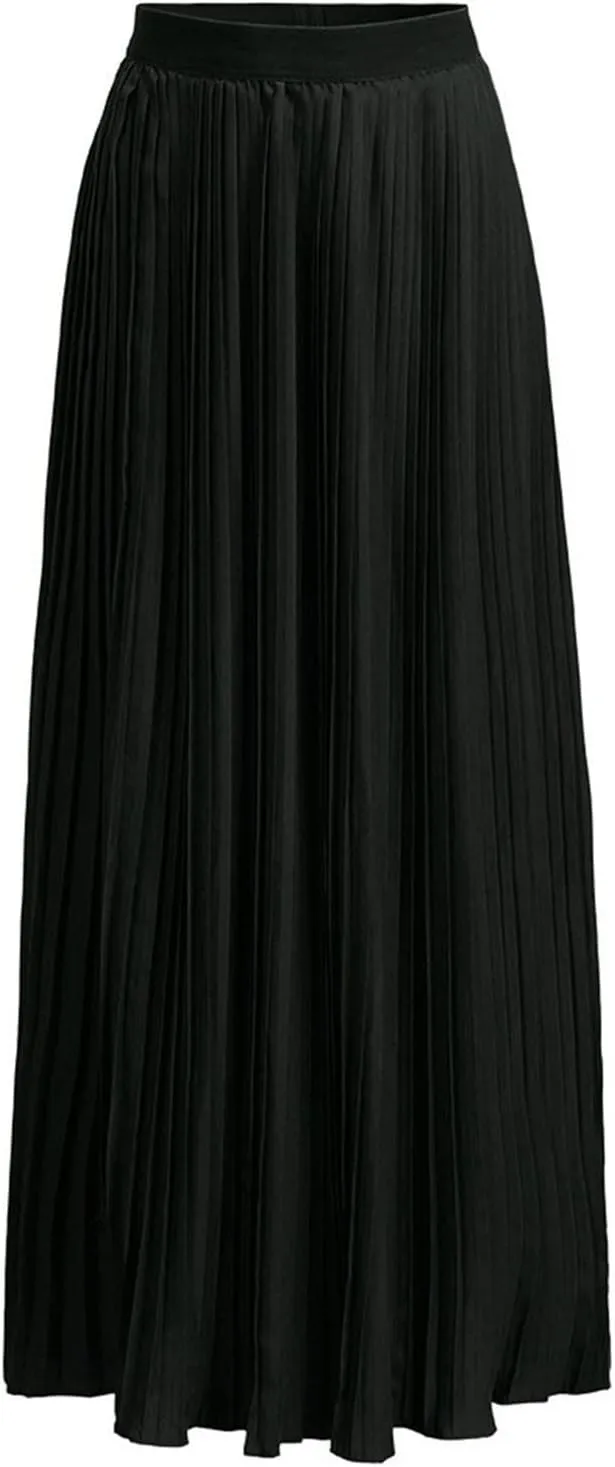HGps8w Women's Flowy Pleated Maxi Skirt 2025 Summer Vintage Elegant High Waisted Plain Long Skirts
