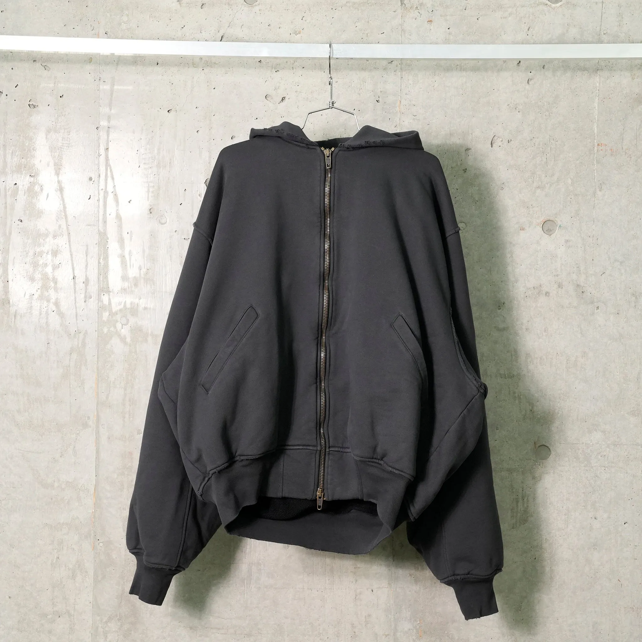 HOODED BOMBER / 8190:WASHED BLACK/BLACK