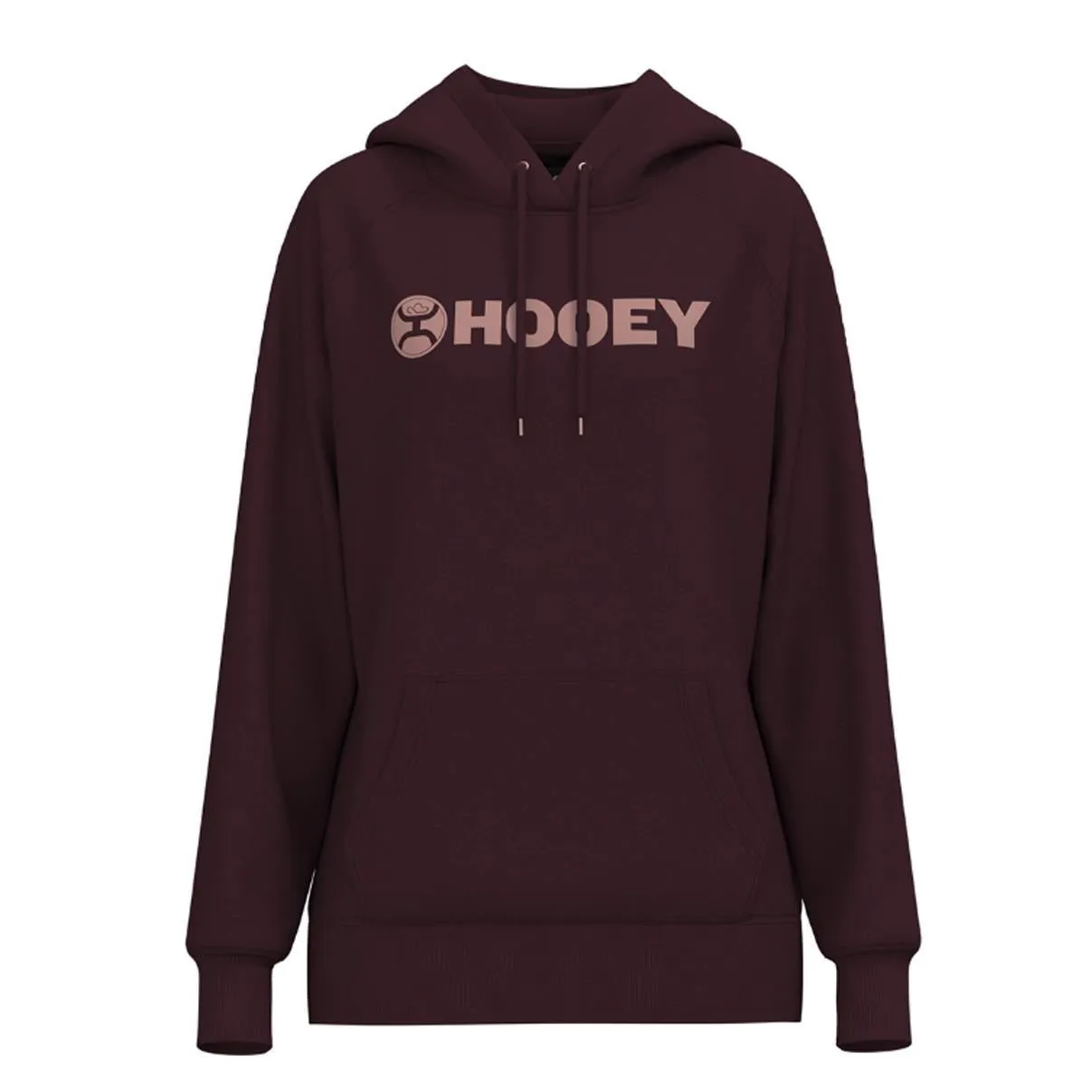 Hooey Women's Core Hoody with Pink Logo Across Chest Maroon