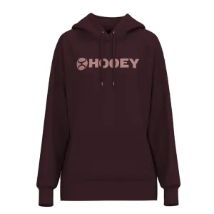 Hooey Women's Core Hoody with Pink Logo Across Chest Maroon
