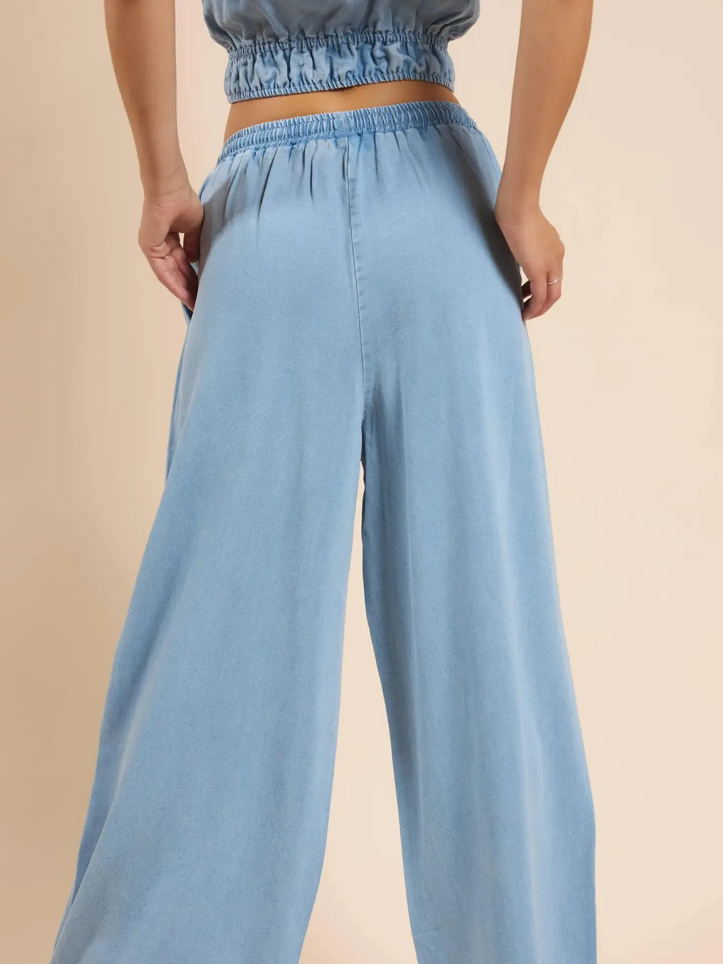 It's Pouring Wide Leg Pant - Light Chambray | Sadie and Sage