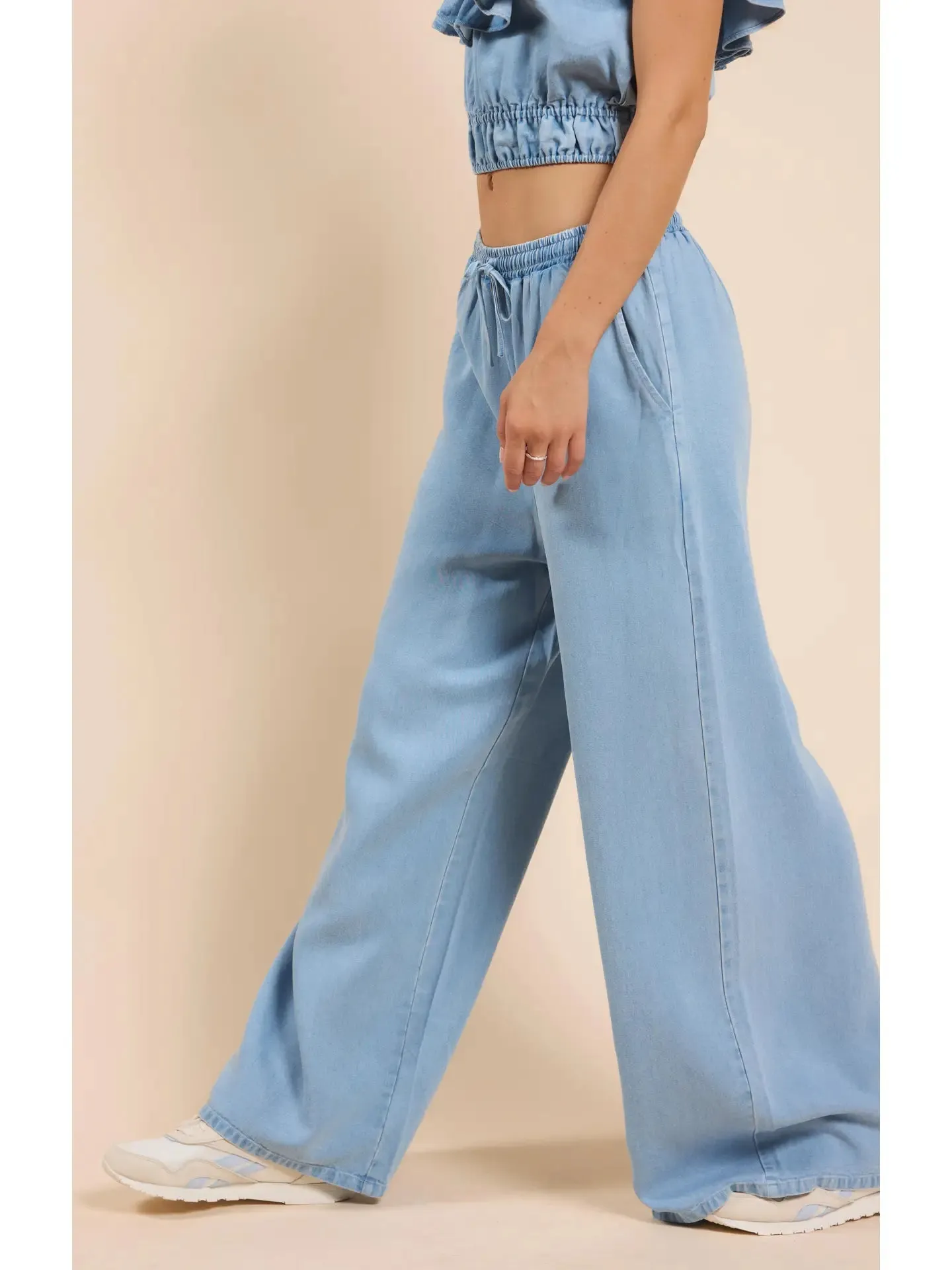 It's Pouring Wide Leg Pant - Light Chambray | Sadie and Sage
