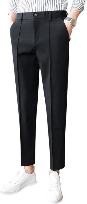 JEShifangjiusu Men's 4-Way Stretch Dress Pant Slim Fit Flat Front Business Trousers Straight-Fit Modern Chino Pant Suit Pant (32,Black), Black, 32