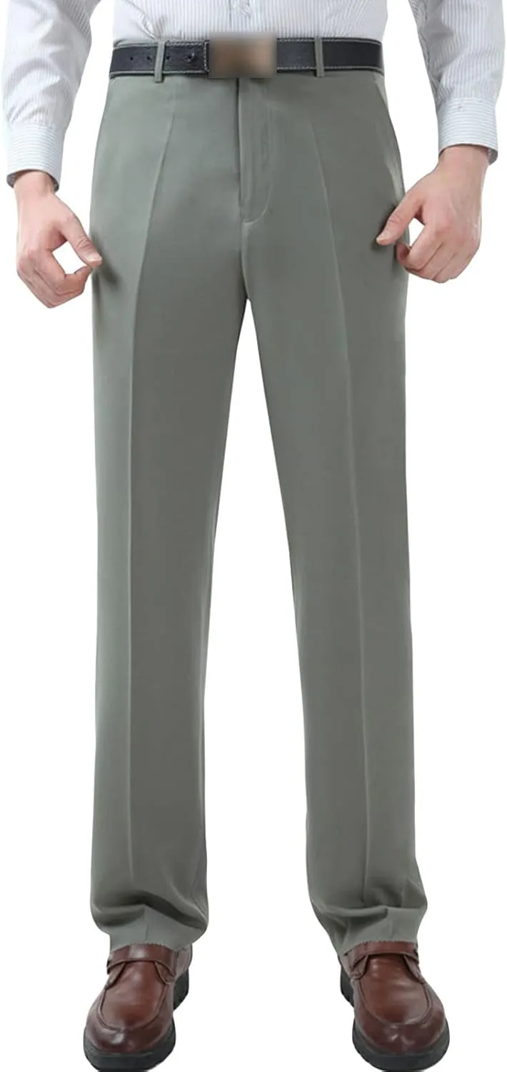 JEShifangjiusu Men's 4-Way Stretch Solid Slim Fit Dress Pant Slim Fit Dress Pant Wrinkle-Resistant Flat-Front Chino Pant