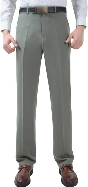 JEShifangjiusu Men's 4-Way Stretch Solid Slim Fit Dress Pant Slim Fit Dress Pant Wrinkle-Resistant Flat-Front Chino Pant