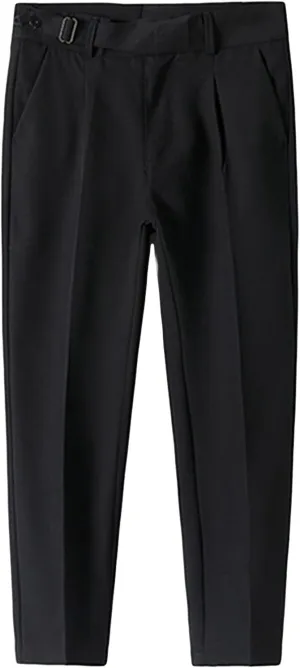 JEShifangjiusu Men's Slim Fit Stretch Dress Pants Skinny Fit Flat Front Suit Pants Plaid Business Chino Pants with Pockets (33,Black), Black, 33