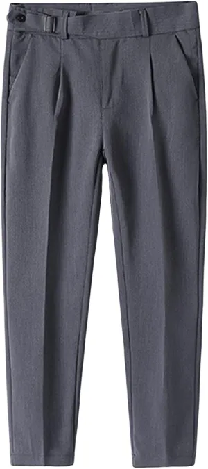 JEShifangjiusu Men's Slim Fit Stretch Dress Pants Skinny Fit Flat Front Suit Pants Plaid Business Chino Pants with Pockets (33,Grey), Grey, 33