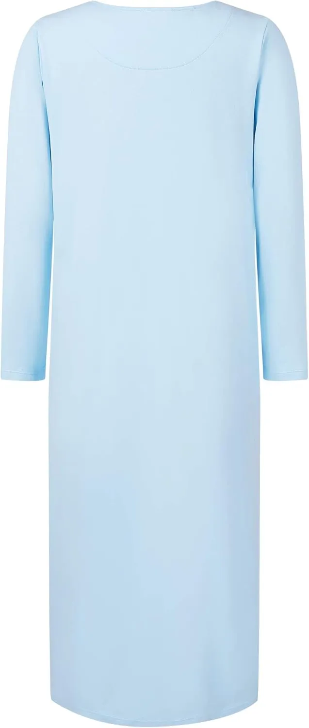 Joyaria Women's Double Brushed Cotton Nightgown - 100% Natural Fiber Sleepwear, Cozy Warm Long Sleeve Full Length loungewear